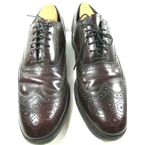 Johnston & Murphy Burgundy Leather Brogue Wing Tip Oxfords Mens Size US 11 D - Picture 6 of 12